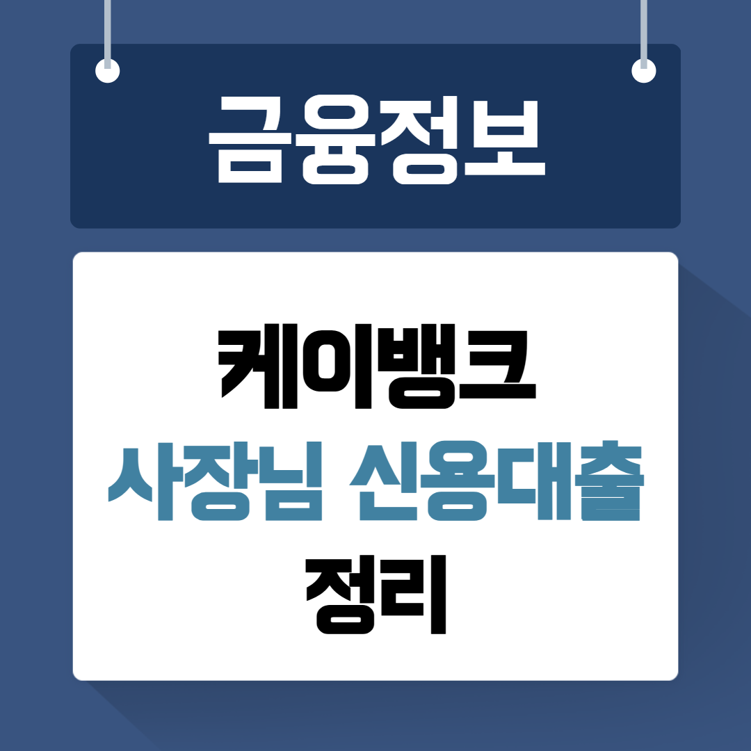 케이뱅크 사장님 신용대출