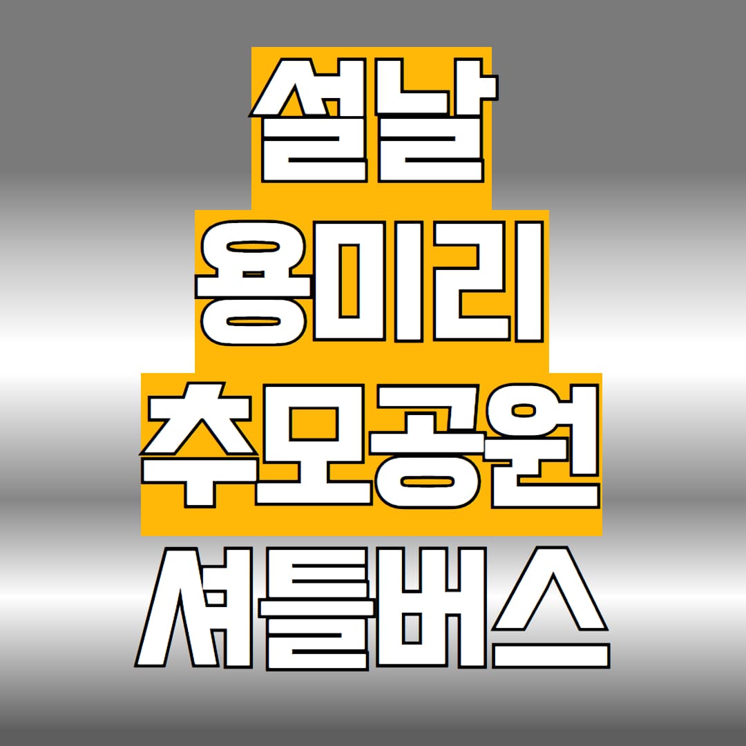 설날 용미리 추모공원 셔틀버스