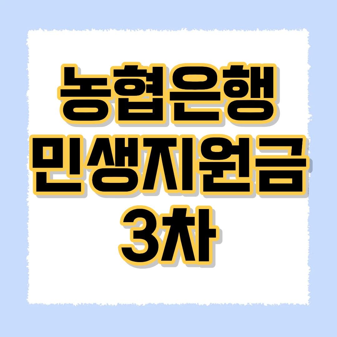 농협은행 민생지원금 3차