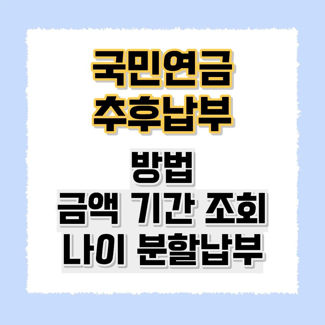 국민연금 추후납부