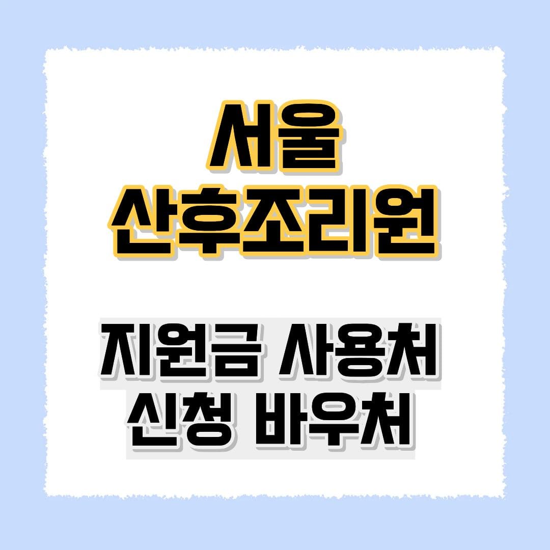 서울 산후조리원 지원금